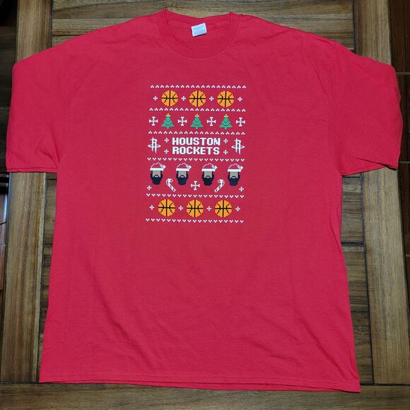 Houston Rockets SS 8-Bit Christmas Red Unisex Tee - Size 2XL - Picture 2 of 4